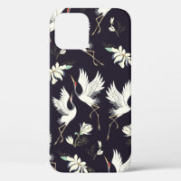 crane, pattern, vintage illustration flying bird f