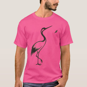 Crane Petal Minimalist Ink Bird Design vintage T-Shirt