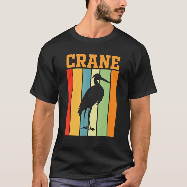 Crane Shadow Silhouette In Retro Colours T-Shirt (Front)