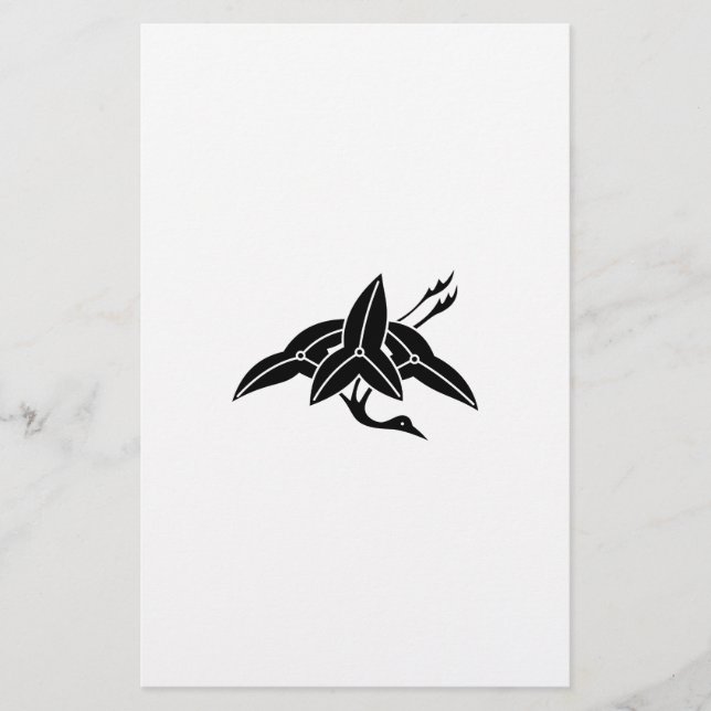 Crane-shaped arrowhead stationery (Front)