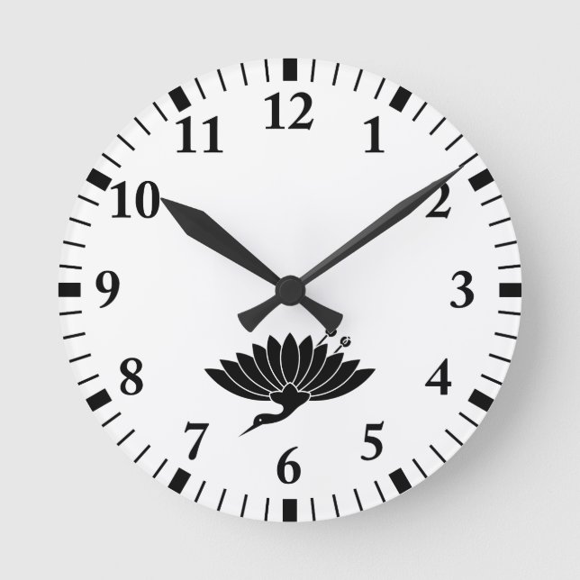 Crane-shaped chrysanthemum round clock (Front)