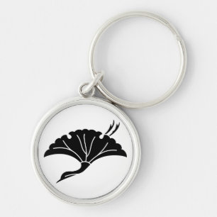 Crane-shaped ginkgo leaf key ring