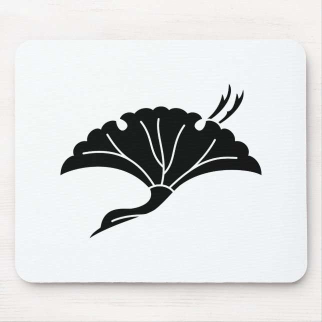 Crane-shaped ginkgo leaf mouse mat (Front)