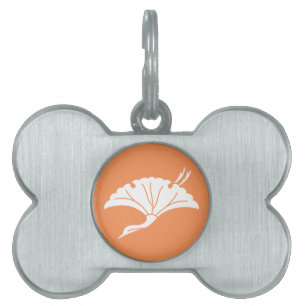 Crane-shaped ginkgo leaf pet name tag