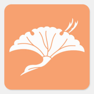 Crane-shaped ginkgo leaf square sticker