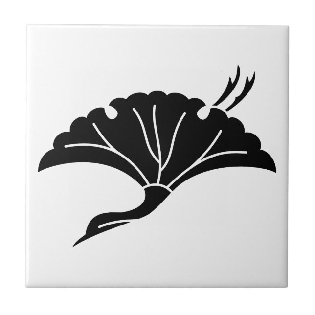 Crane-shaped ginkgo leaf tile (Front)