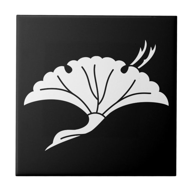 Crane-shaped ginkgo leaf tile (Front)