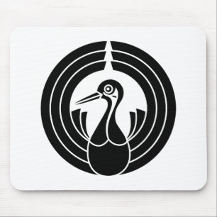 Crane-shaped-noshi circle mouse mat