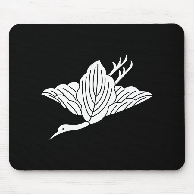 Crane-shaped oak leaves mouse mat (Front)