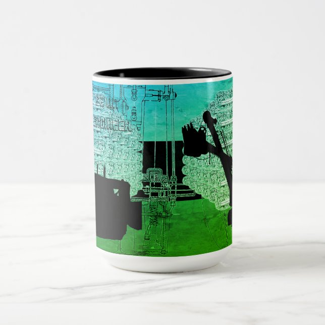 Crane Shovel OPERATING ENGINEER art bulldozer Mug (Center)