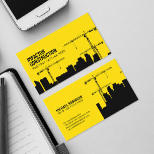 Crane Skyscrapers Buildings Graphic Silhouette Business Card