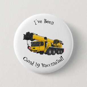 Crane truck cartoon illustration 6 cm round badge