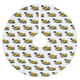 Crane truck cartoon illustration brushed polyester tree skirt