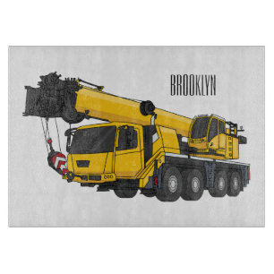 Crane truck cartoon illustration cutting board