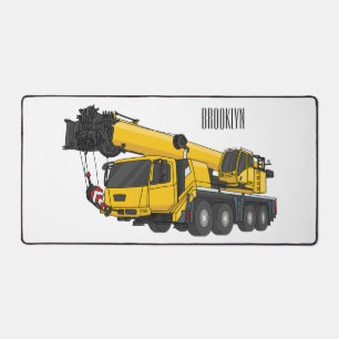 Crane truck cartoon illustration desk mat