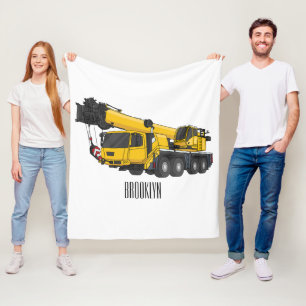 Crane truck cartoon illustration fleece blanket