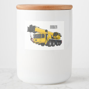 Crane truck cartoon illustration food label