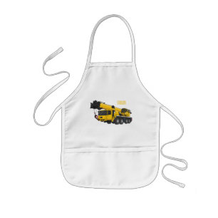 Crane truck cartoon illustration kids apron