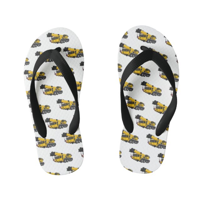 Crane truck cartoon illustration kid's flip flops (Footbed)