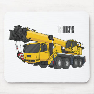Crane truck cartoon illustration  mouse mat