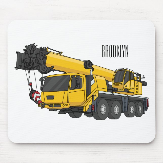 Crane truck cartoon illustration  mouse mat (Front)