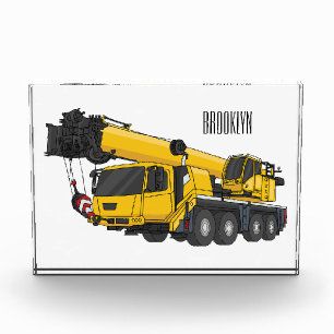 Crane truck cartoon illustration photo block