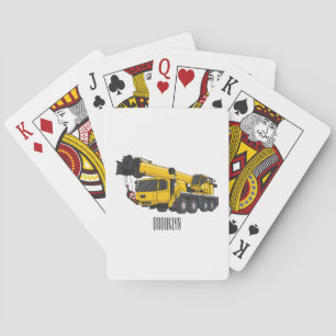 Crane truck cartoon illustration playing cards