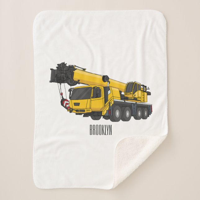 Crane truck cartoon illustration sherpa blanket (Front)