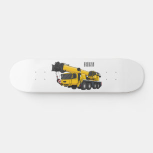 Crane truck cartoon illustration skateboard