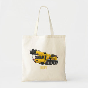 Crane truck cartoon illustration tote bag