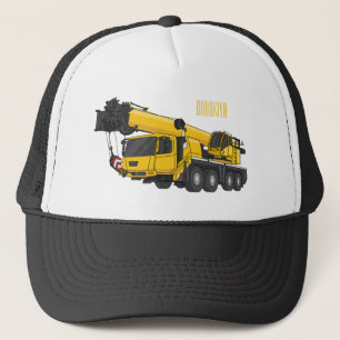 Crane truck cartoon illustration trucker hat