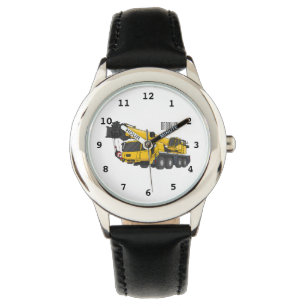 Crane truck cartoon illustration watch