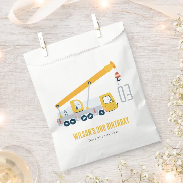 Crane Truck Construction Vehicle Kids Birthday Favour Bags (Clipped)