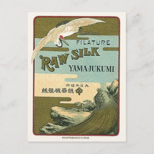 Crane & Turtle Vintage Japanese Silk Label Postcard