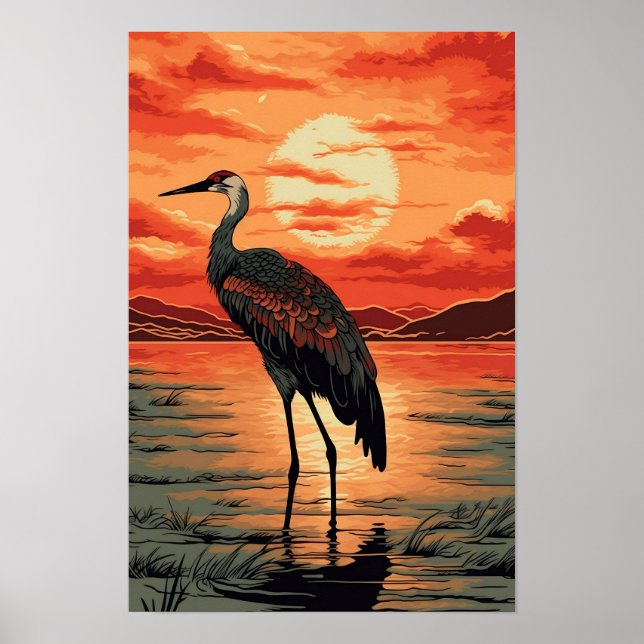 Crane Wall Poster, Art Illustration  Poster (Front)