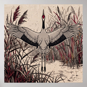 Crane Wings Reed Art Poster