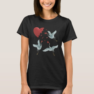 Crane with Heart Graphic for Men Women Children T-Shirt