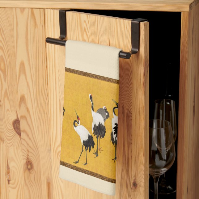 "Cranes" (1772-1780) by Maruyama Ōkyo Tea Towel (Thirds Fold)