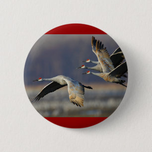 cranes 6 cm round badge
