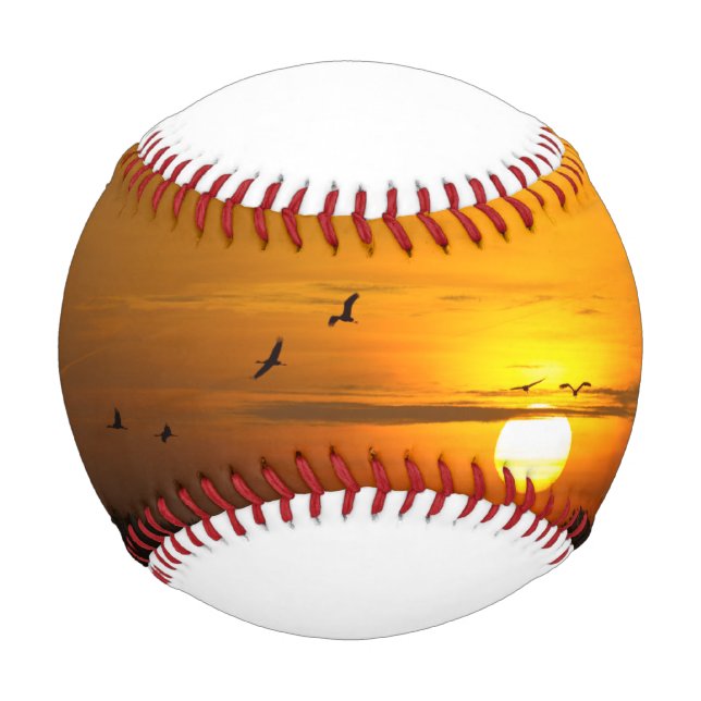 Cranes at sunrise baseball (Front)