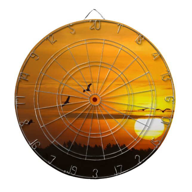 Cranes at sunrise dartboard (Front)