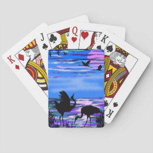 Cranes Bird Dance Love Playing Cards