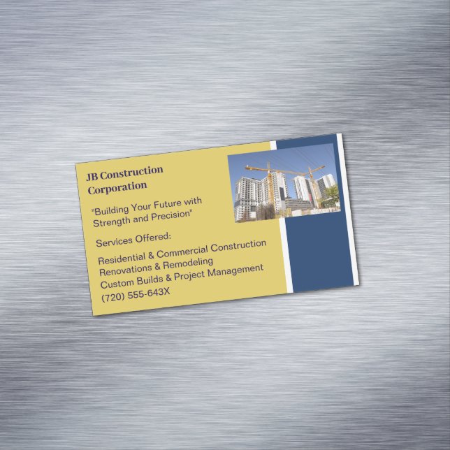 Cranes Buildings Contractor Building Construction  Magnetic Business Card (In Situ)