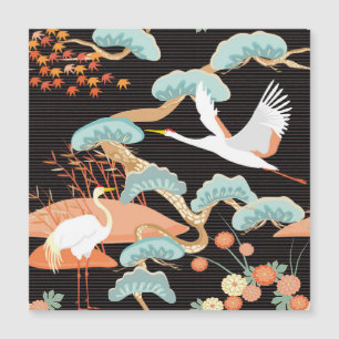 Cranes, herons: Japanese bird pattern.