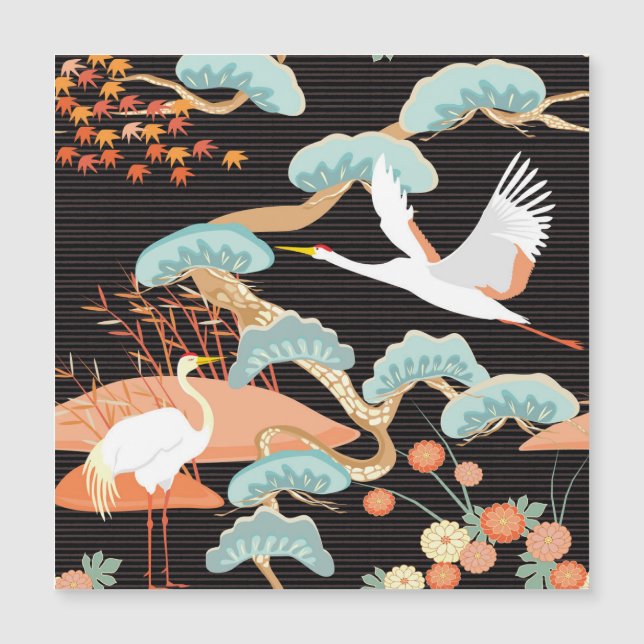 Cranes, herons: Japanese bird pattern. (Front)