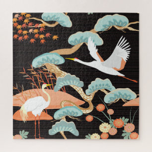 Cranes, herons: Japanese bird pattern. Jigsaw Puzzle