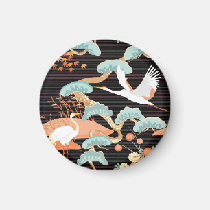 Cranes, herons: Japanese bird pattern. Magnet