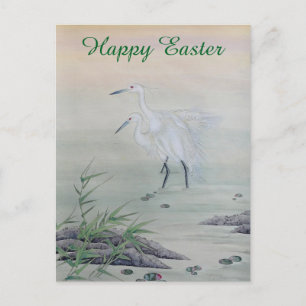 Cranes in Chinese River Holiday Postcard