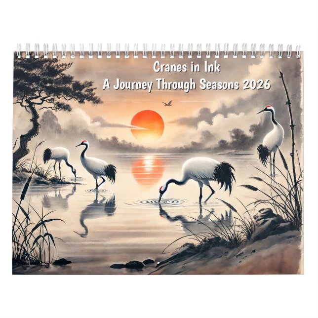 Cranes in Ink – A Journey Through Seasons 2026 Calendar (Cover)