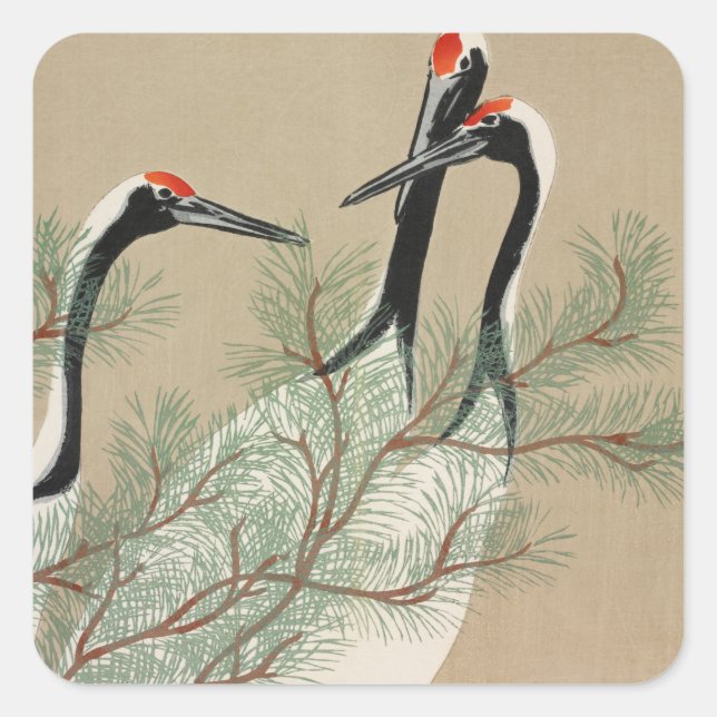 Cranes Kamisaka Sekka japan art canvas cc Square Sticker (Front)